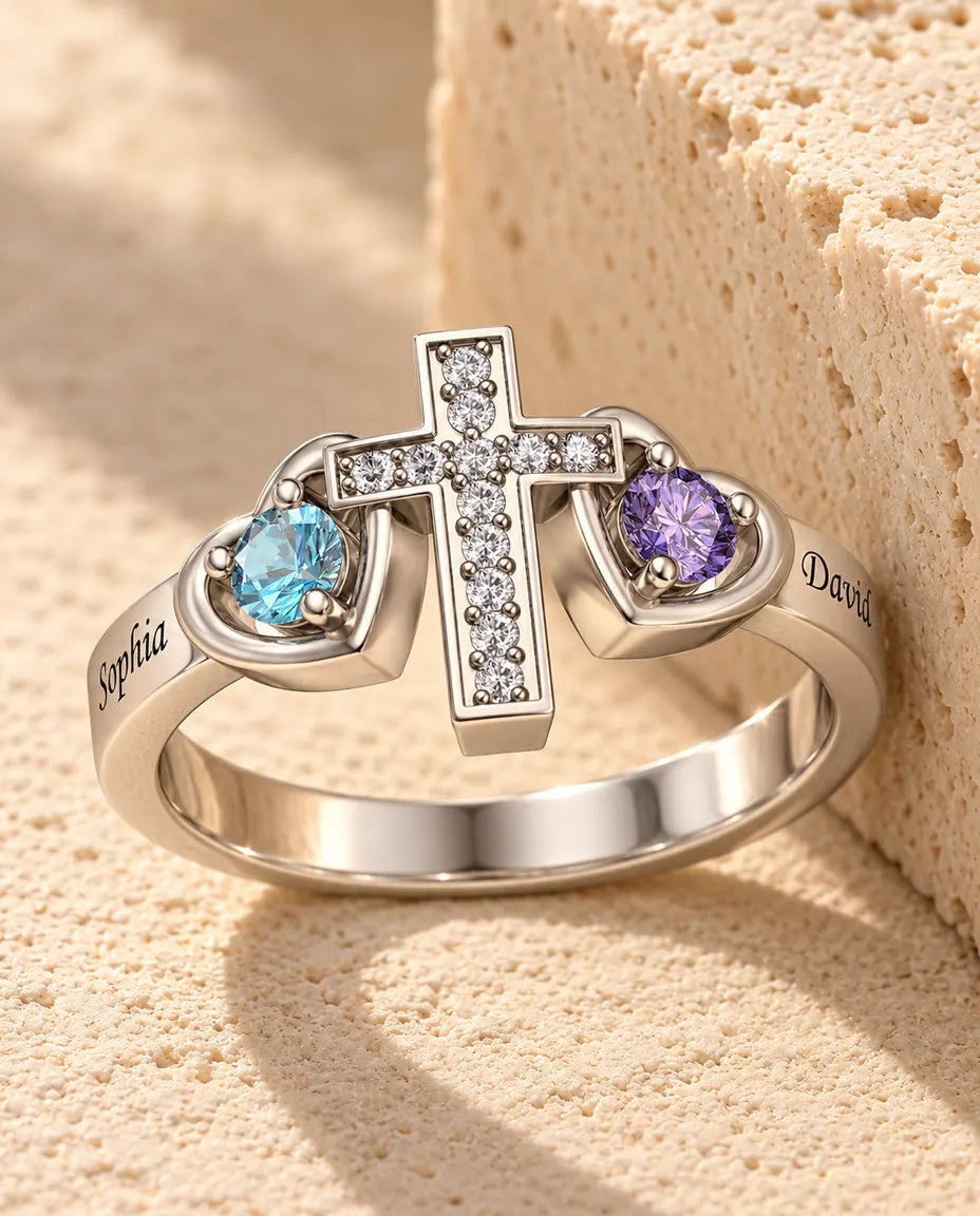 2 Birthstone Ring - in sterling silver