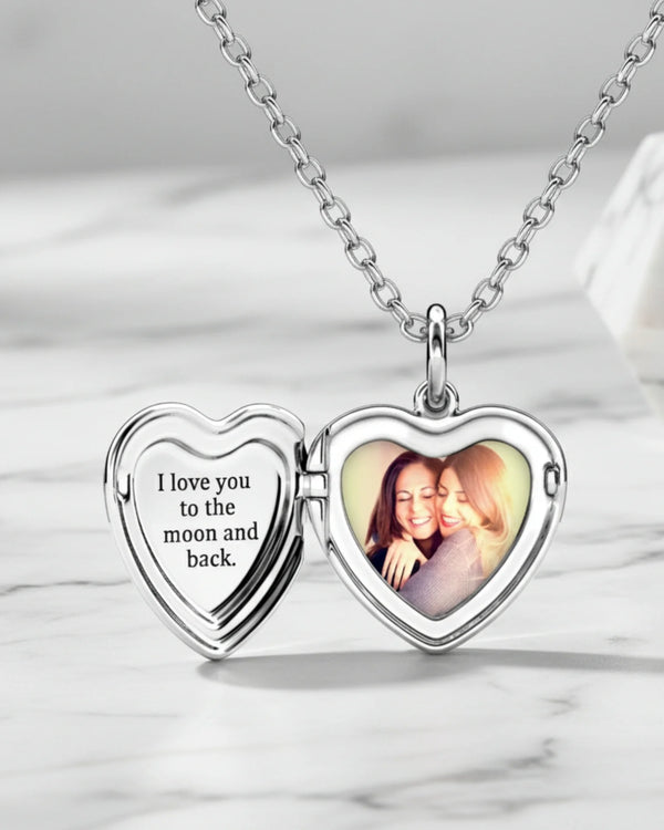 Personalized Heart Photo Locket Necklace – 925 Sterling Silver with Picture Inside, Sentimental Memory Gift for Her & Mom