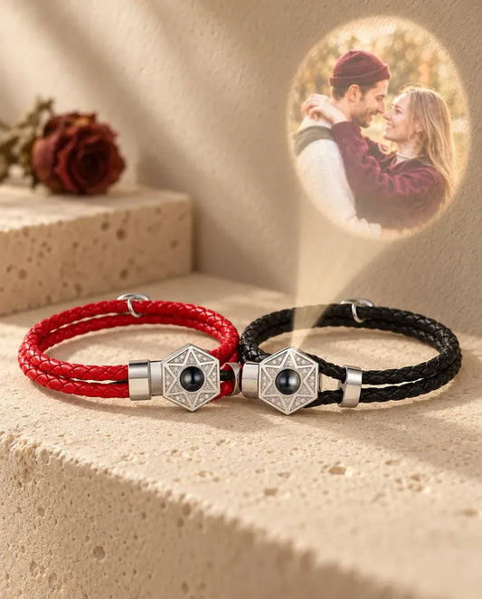 Photo Projection Couple Bracelet - projecting the hidden photo onto a wall