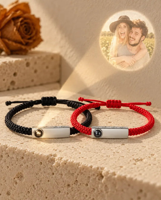 Photo Projection Couple Bracelet - projecting the hidden photo onto a wall