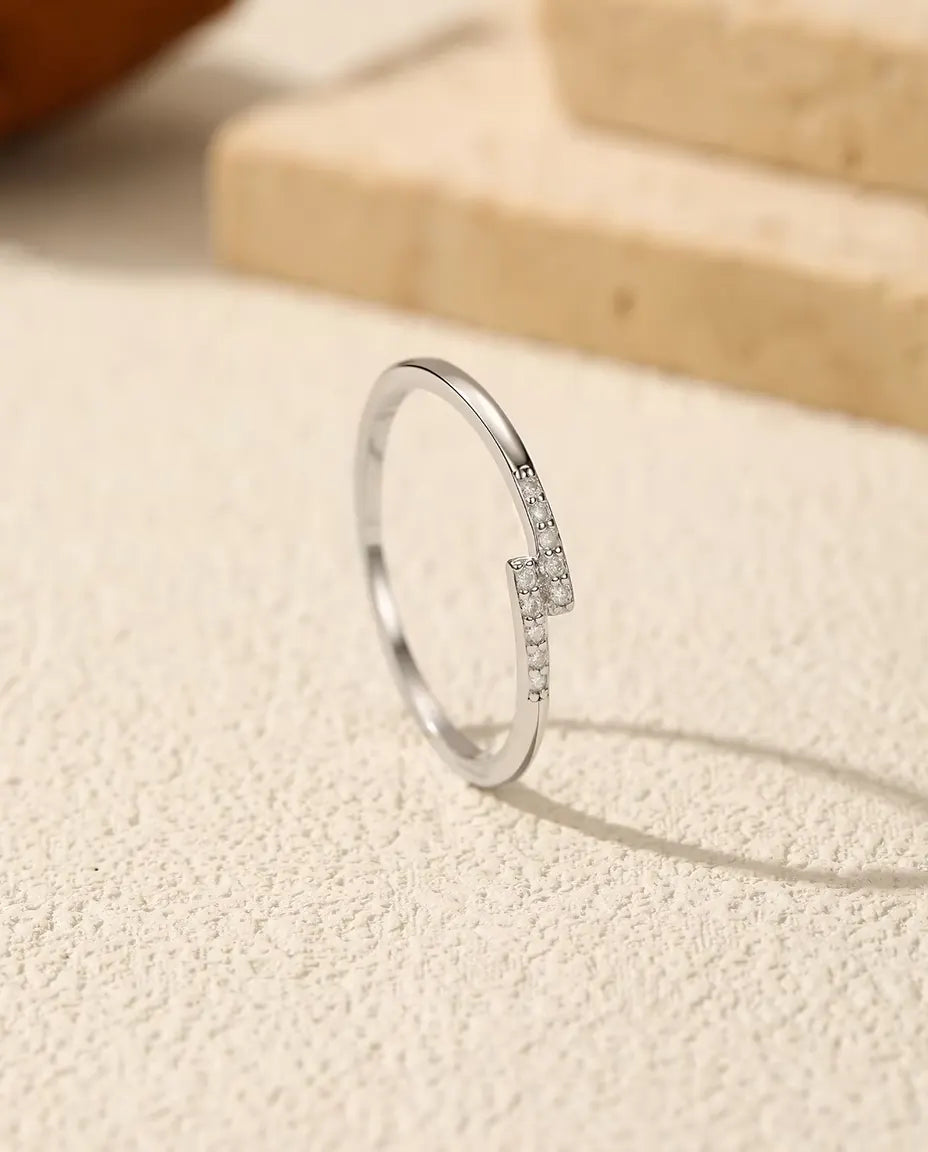 Crossover Moissanite Pave Ring