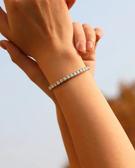 Dainty 2mm moissanite tennis bracelet in 925 sterling silver