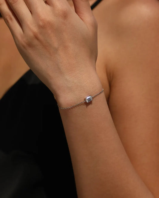 Emerald cut moissanite bracelet, 1ct D color, 925 sterling silver