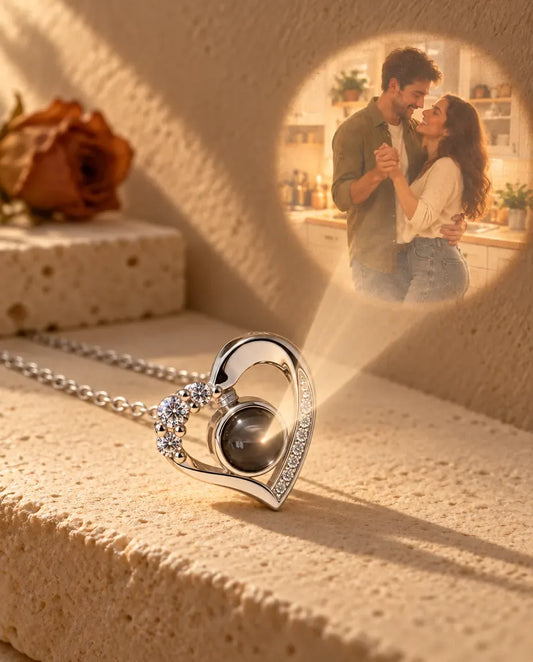 Photo Projection Necklace with Picture Inside - projecting the hidden photo onto a wall