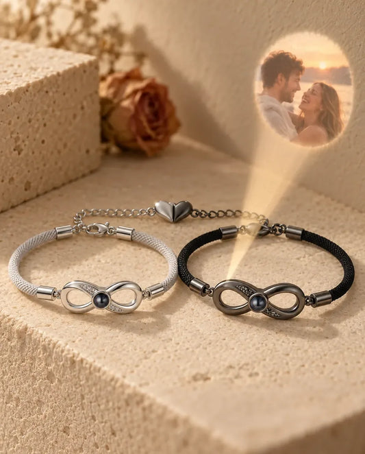 Photo Projection Couple Bracelet - projecting the hidden photo onto a wall
