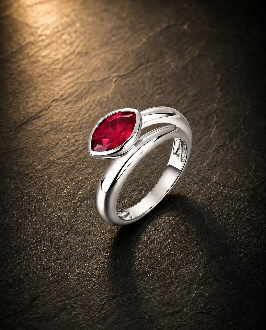 Lab ruby gemstone ring in 925 sterling silver