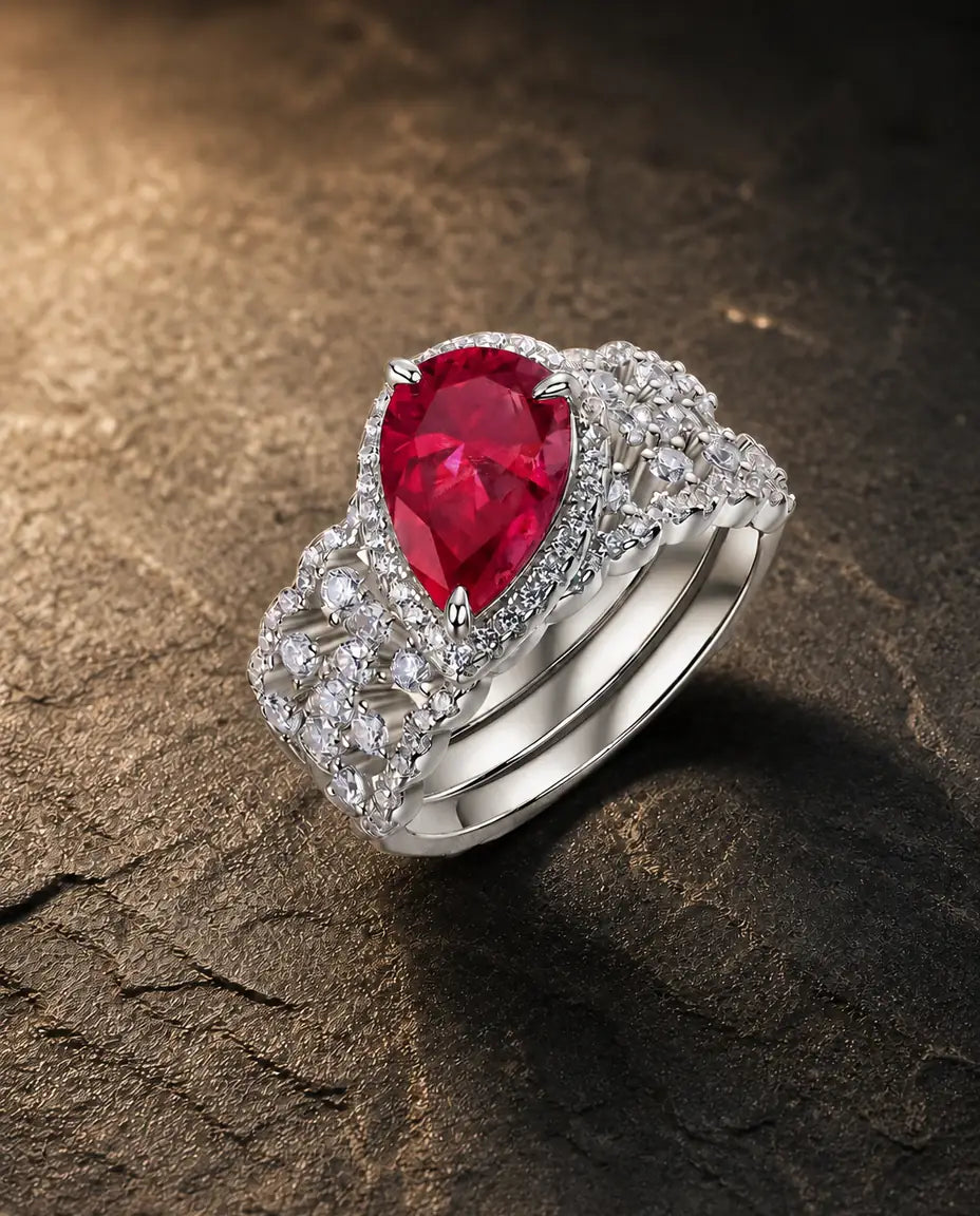 Lab ruby gemstone ring in 925 sterling silver
