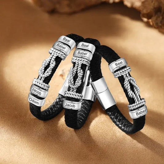 Personalized Engraved Men's Leather Bracelet