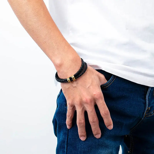 Personalized Men's Leather Bracelet