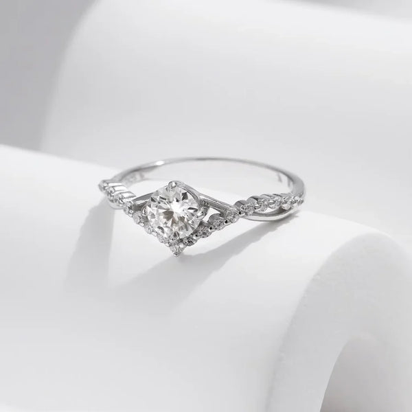 0.50Ct Moissanite Engagement Ring - Moissanite Wedding Ring for Women - 925 Sterling Silver