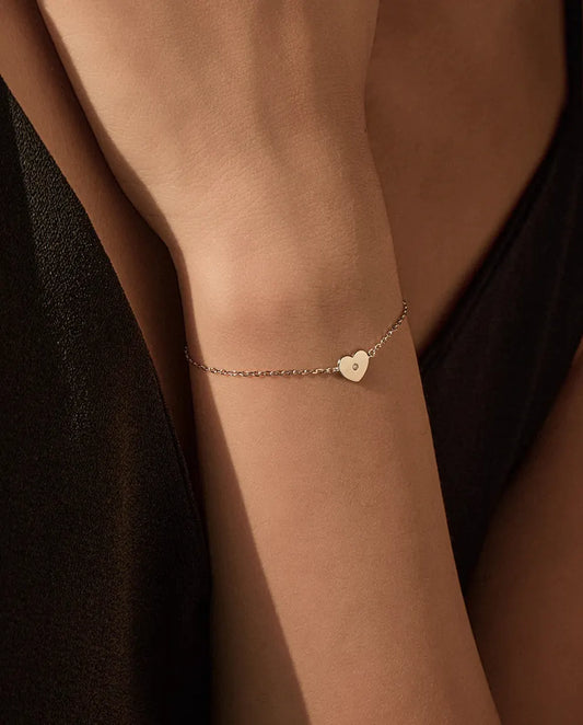 Moissanite heart charm bracelet in 925 sterling silver
