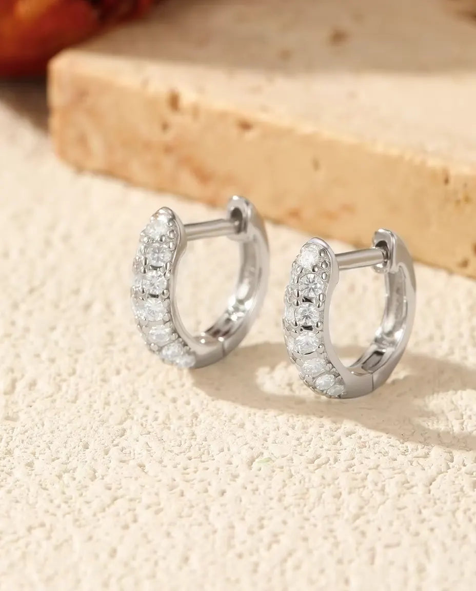 Moissanite Huggie Hoop Earrings for Women