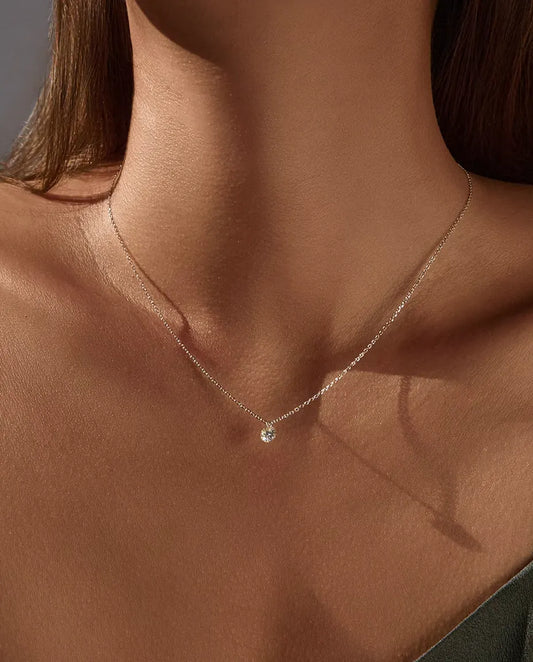Moissanite Solitaire Necklace in 925 Sterling Silver