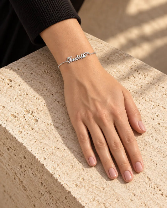 Personalized Name Bracelet - worn on a model