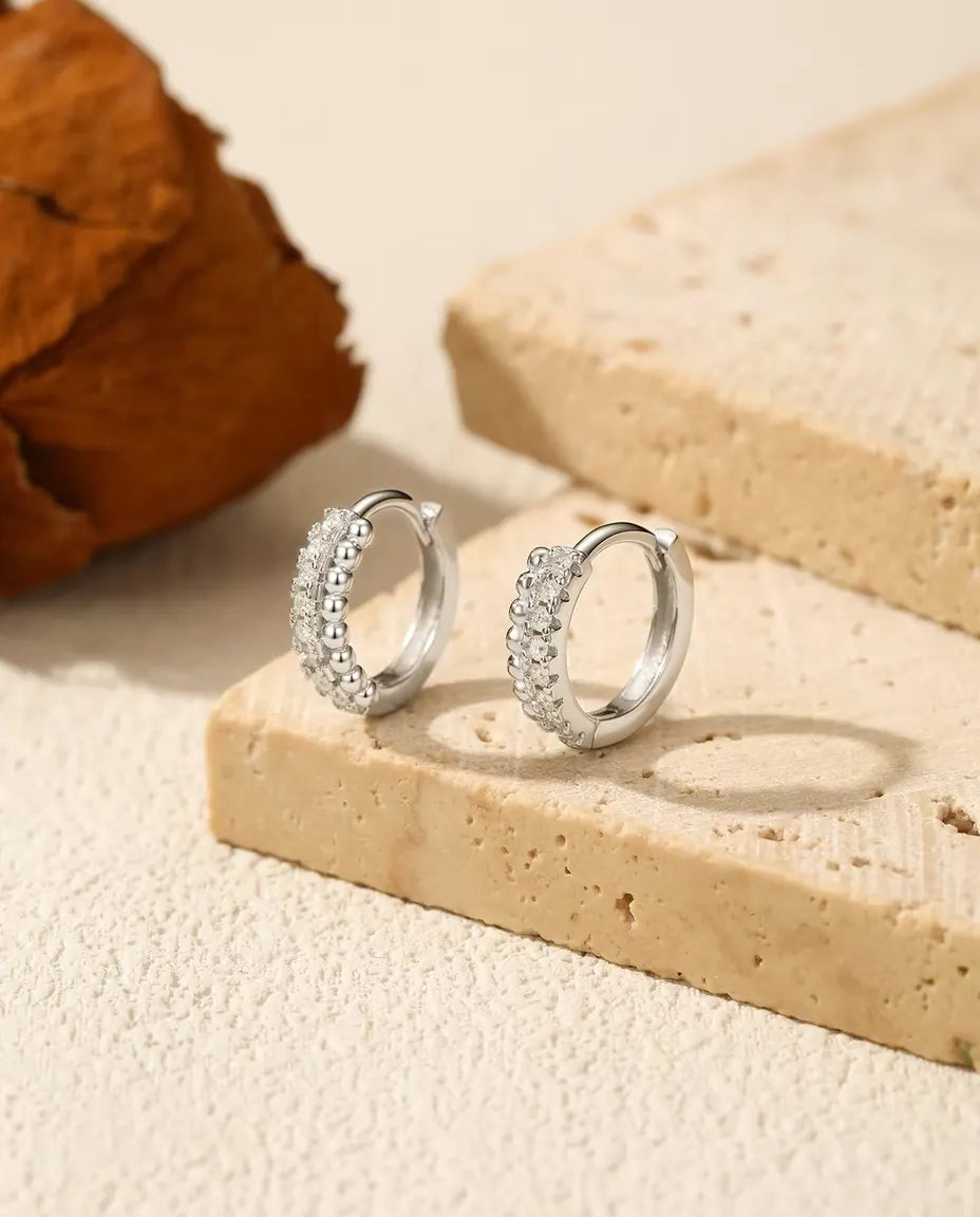 Pave Moissanite Huggie Hoops