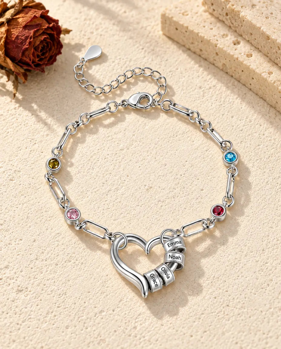 Personalized Birthstone Bracelet - front view
