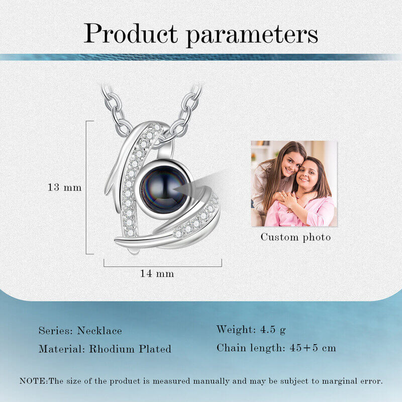 Personalized Heart Photo Projection Necklace with Picture Inside