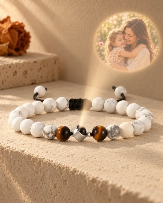 Personalized Photo Projection Bracelet for Women - projecting the hidden photo onto a wall