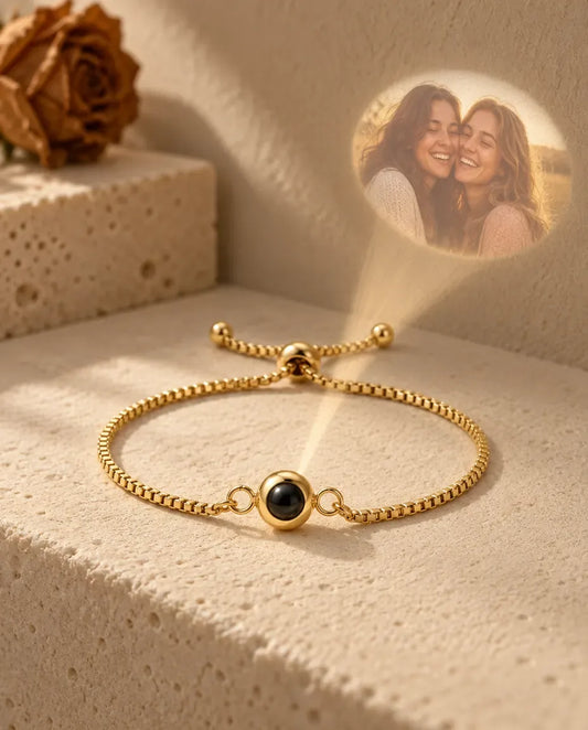 Photo Projection Bracelet with Picture Inside - projecting the hidden photo onto a wall