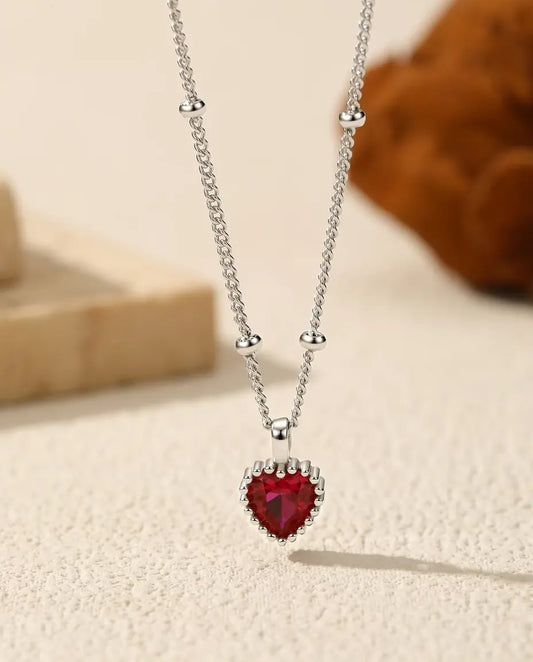 Red Cubic Zirconia Heart Necklace