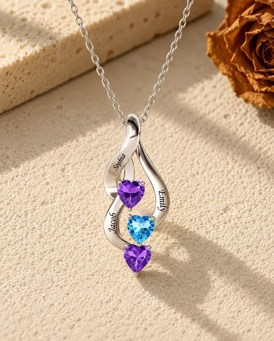 Personalized Mom Necklace - front view in silver
