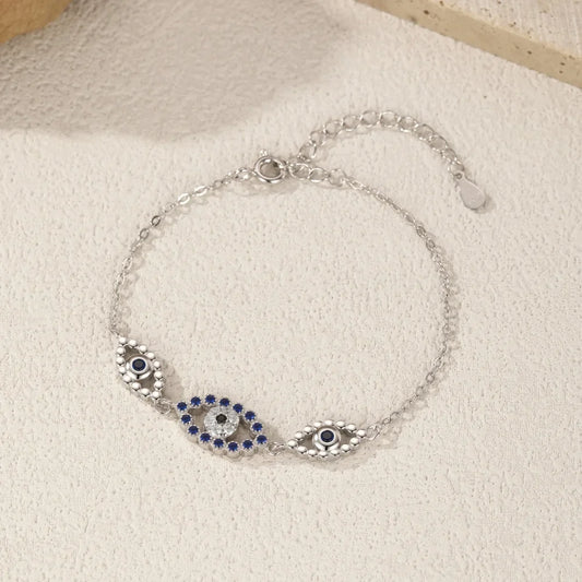 Sterling Silver Evil Eye Bracelet - Turkish Lucky Eye Jewelry for Her
