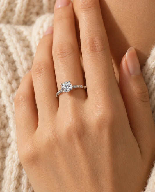 Twisted Moissanite Solitaire Ring - worn on the hand