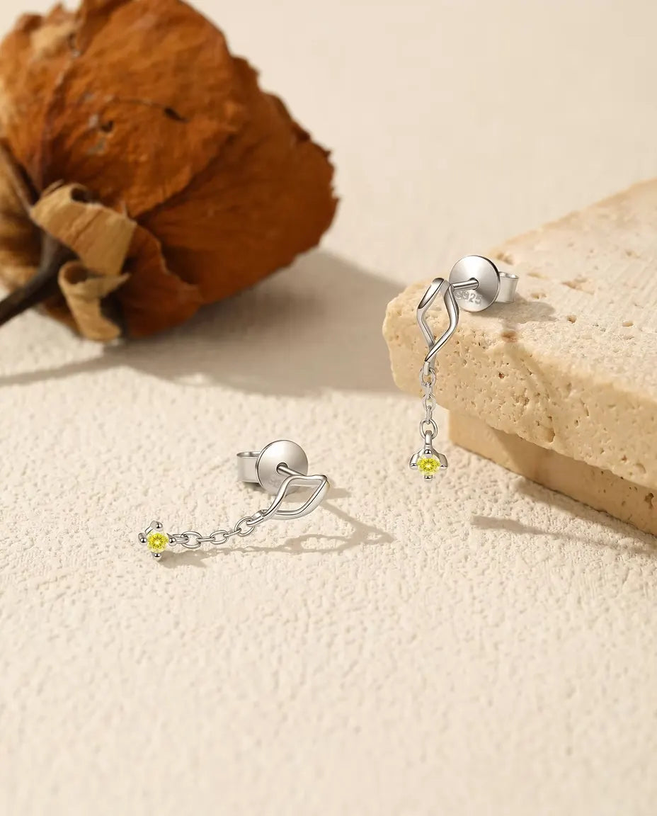 Yellow Moissanite Chain Drop Earrings
