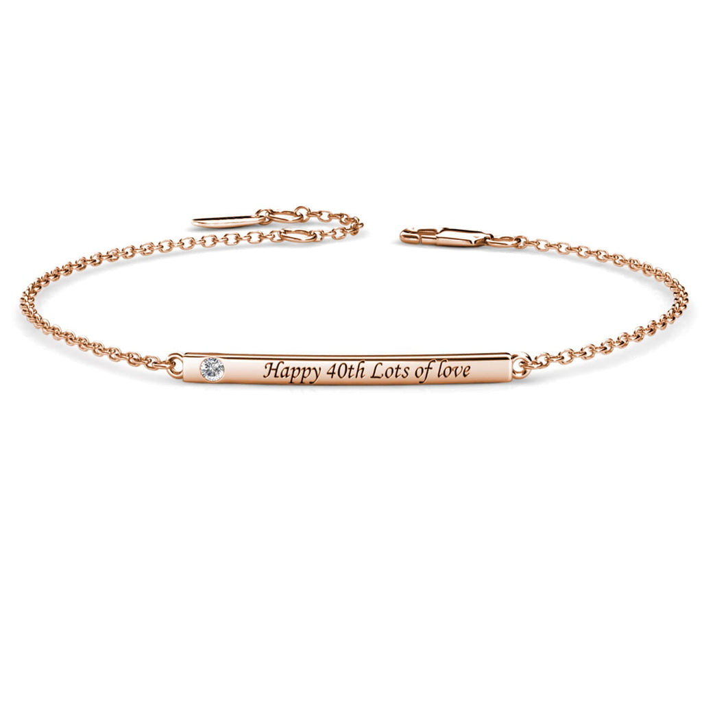 Personalised Birthstone Bar Bracelet with Engraving - Rose Gold - IFSHE UK