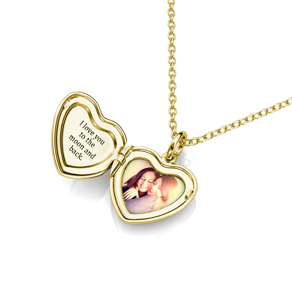 Personalised Locket with Photo - Heart Locket with Picture Inside - Gold