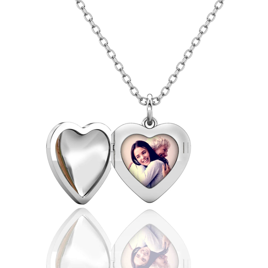 Personalised Heart Locket with Photo - Locket with Picture Inside - Sterling Silver
