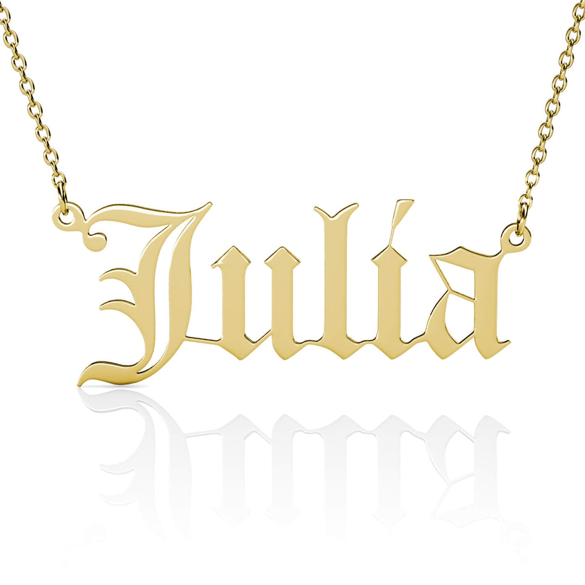 Old English Name Necklace Personalized Name Necklace Gold
