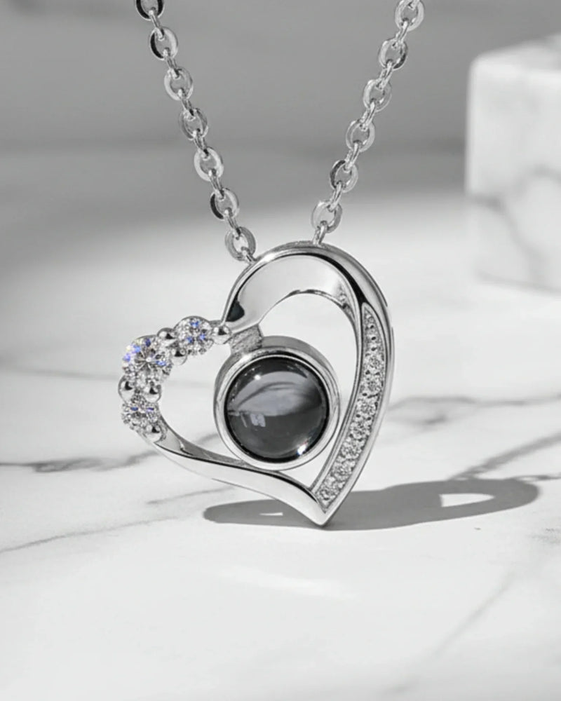 Sterling silver heart photo keepsake necklace with a hidden picture inside from ifshe