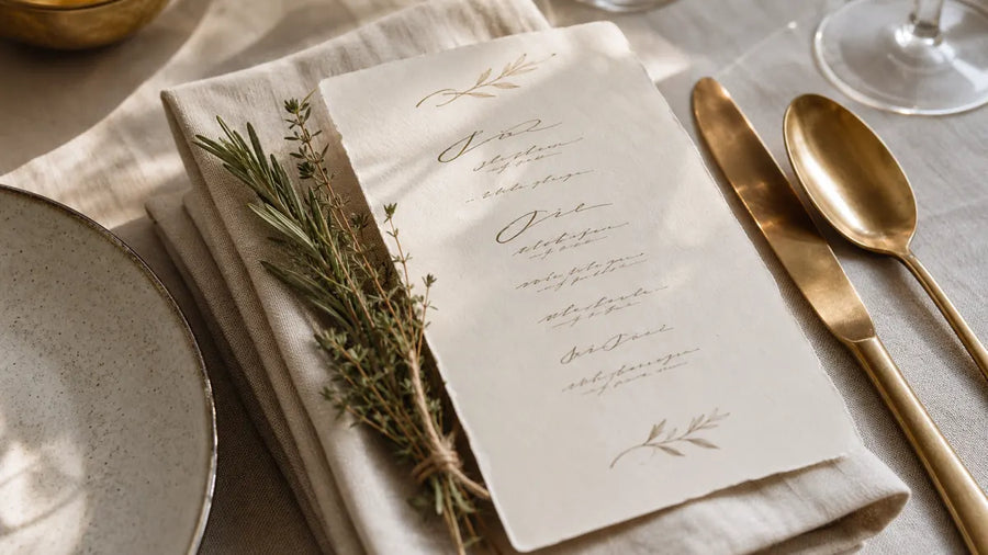 Wedding Menu Card Styles by Venue Light + Paper Weight