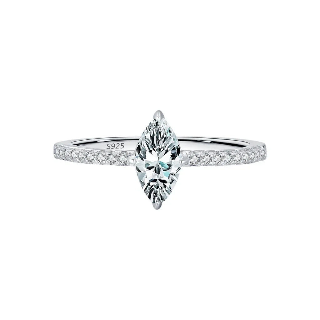 0.5Ct Marquise Cut Moissanite Wedding Ring 925 Sterling Silver - Lab Created Diamond Wedding Ring For Women