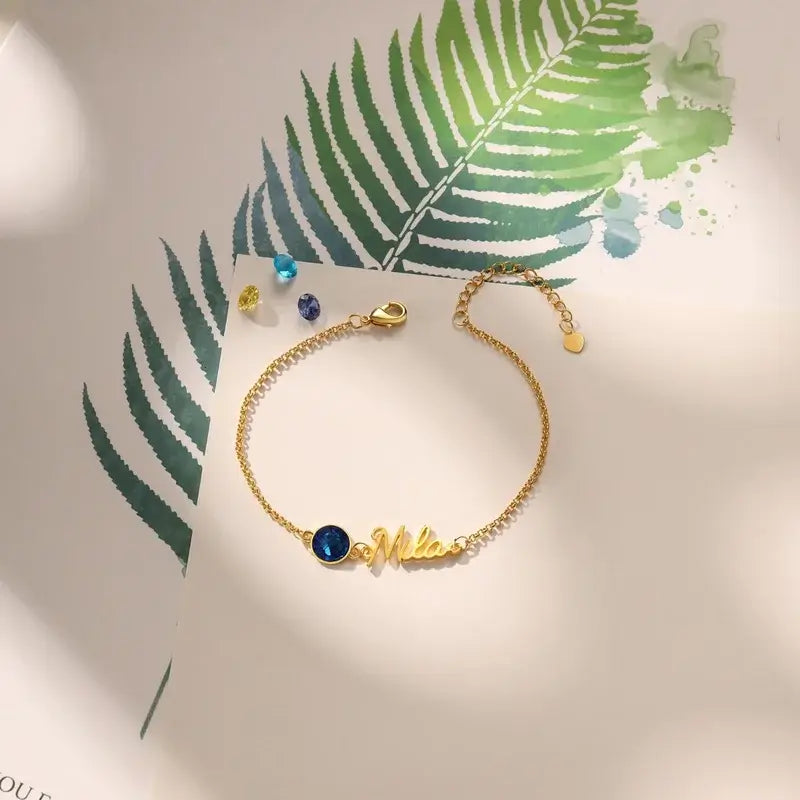 Personalized Name Bracelet with Birthstone