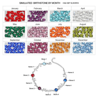 Personalized Name Bracelet with Birthstone