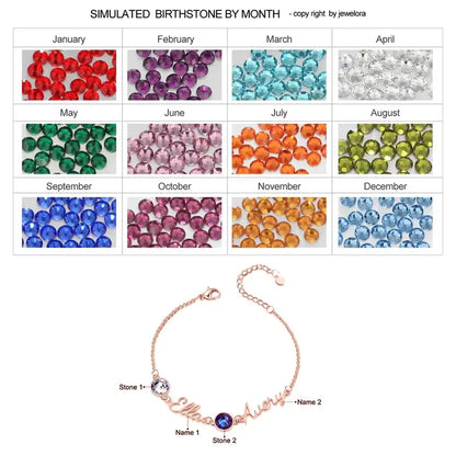 Personalized Name Bracelet with Birthstone