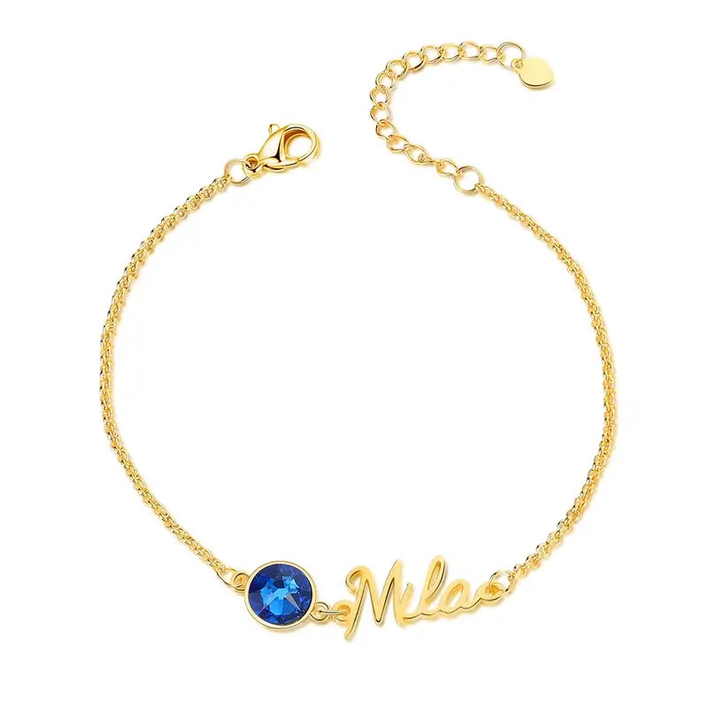 Personalized Name Bracelet with Birthstone
