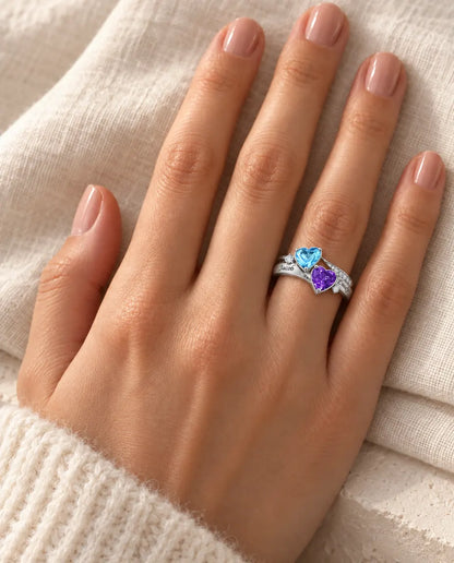 2 Birthstone Name Ring - worn on the hand