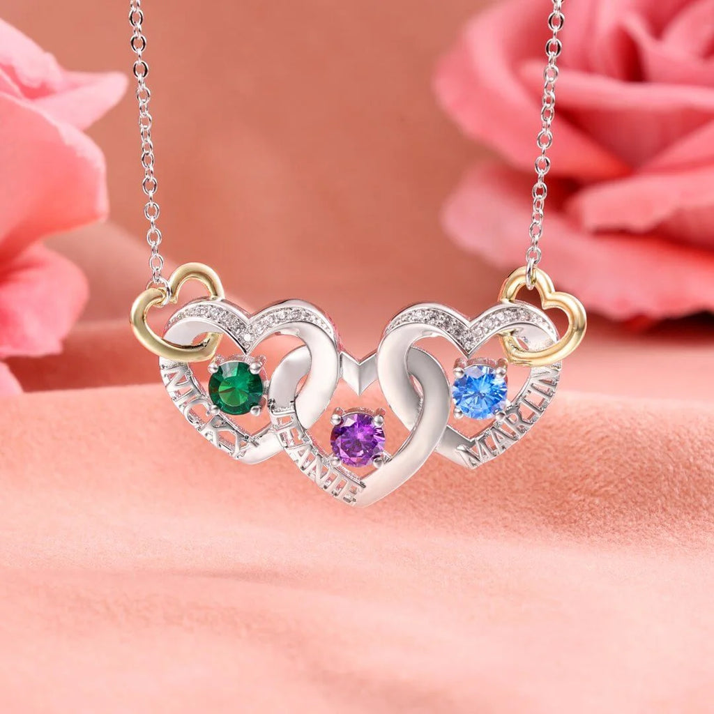 3D Names Necklace with Birthstones