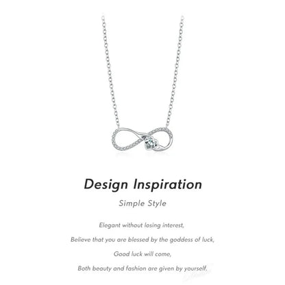 925 Sterling Silver Infinity Heart Necklace – Romantic Zircon Pendant for Women