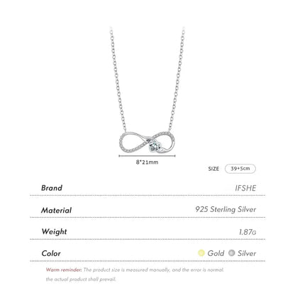 925 Sterling Silver Infinity Heart Necklace – Romantic Zircon Pendant for Women