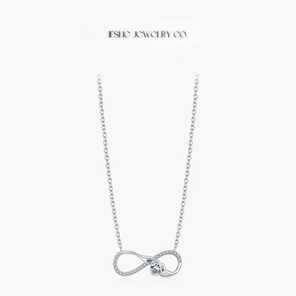 925 Sterling Silver Infinity Heart Necklace – Romantic Zircon Pendant for Women