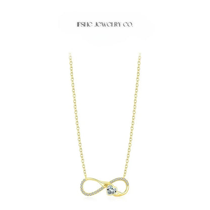 925 Sterling Silver Infinity Heart Necklace – Romantic Zircon Pendant for Women