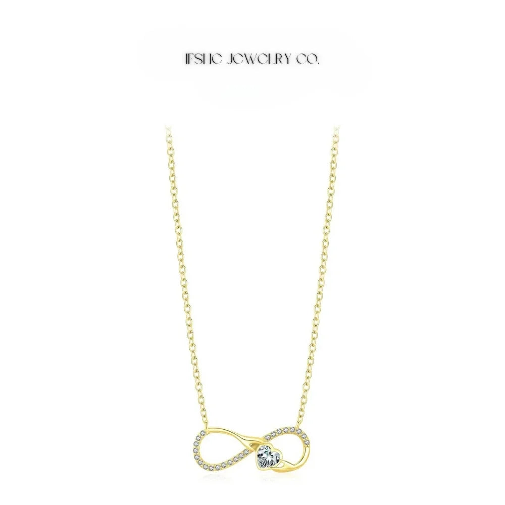 925 Sterling Silver Infinity Heart Necklace – Romantic Zircon Pendant for Women