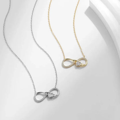 925 Sterling Silver Infinity Heart Necklace – Romantic Zircon Pendant for Women
