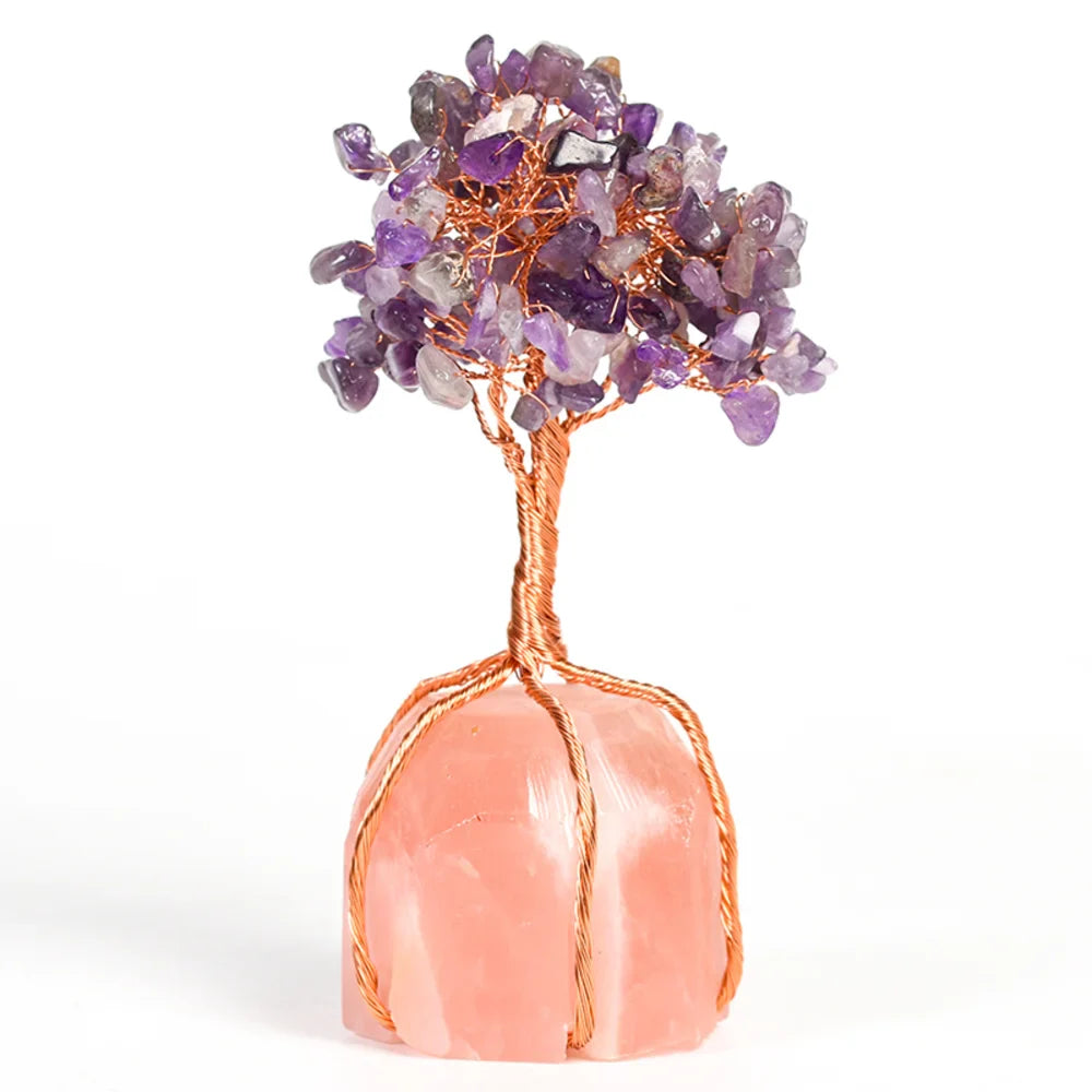 Red Onyx Crystal Tree with Rose Quartz Base