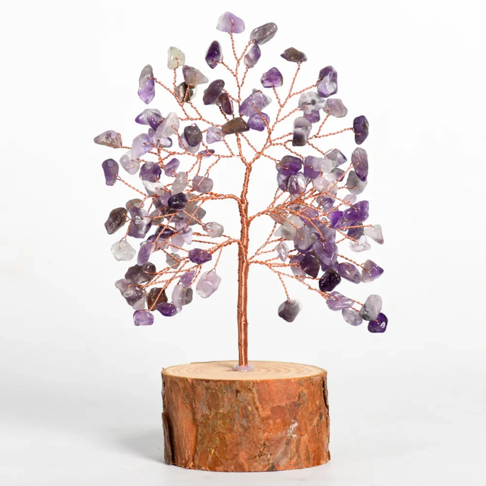 Rose Quartz Crystal Tree with Wooden Base