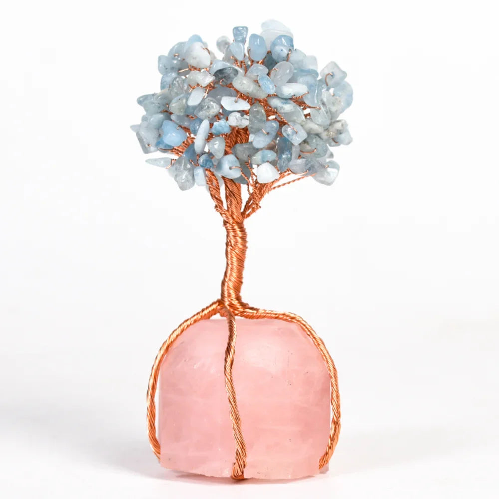 Clear Quartz Crystal Tree with Rose Quartz Base